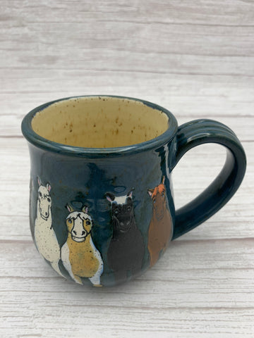 Horses all Around Mug - Blue Green