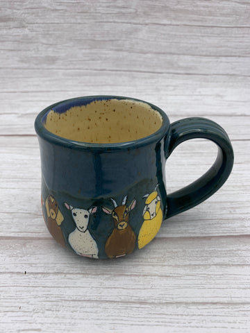 Goats all Around Mug - Blue Green