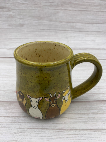 Goats all Around Mug - Speckled Olive