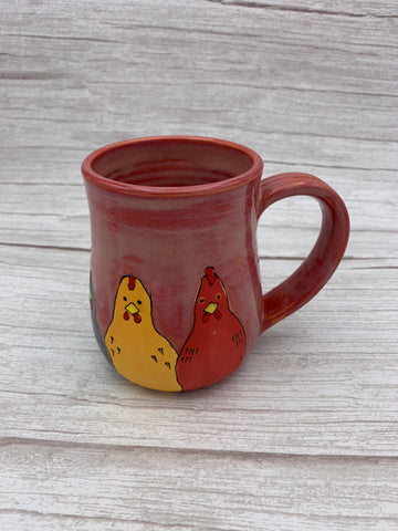 Big Chickens on a mug - Rose