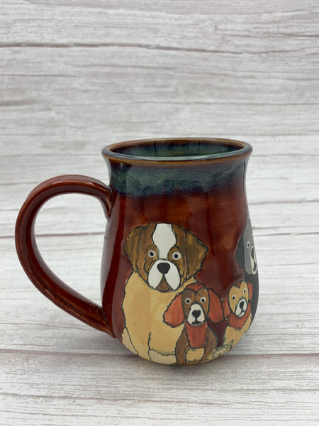 Dogs all Around Mug - Deep Red