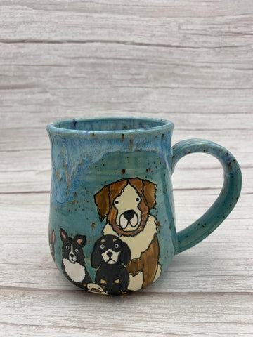 Dogs all Around Mug - Turquoise Drip