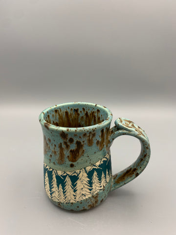 Sgraffito Forest Mug - Speckled Turquoise