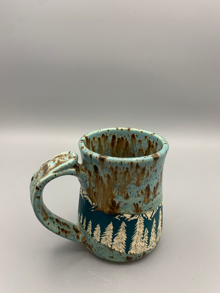 Sgraffito Forest Mug - Speckled Turquoise