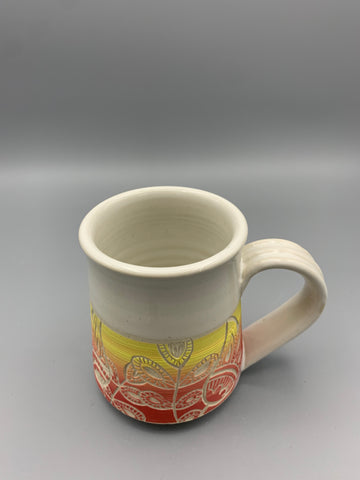 Sgraffito Sunrise Mug - Doodle Flowers