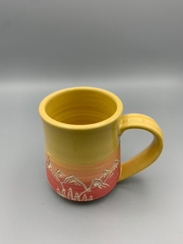 Sgraffito Sunrise Mug - Mountains