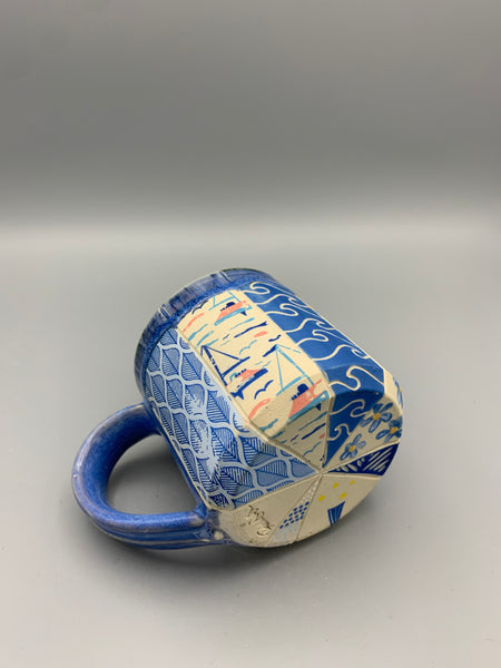 Colorful Patchwork Mug - Blues