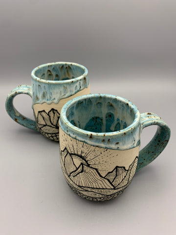 Lined Mountain Mug - Drippy Turquoise