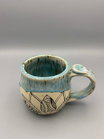 Doodles Sunflower Mug - Drippy Turquoise