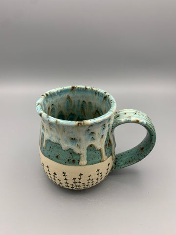 Lavender Doodles Mugs - Drippy Turquoise