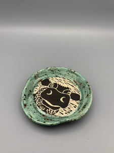 Sgraffito Cow Spoon Rest - Spotted Turquoise