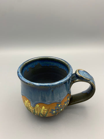 Flower Garden Mug - Satin Blue Drippy