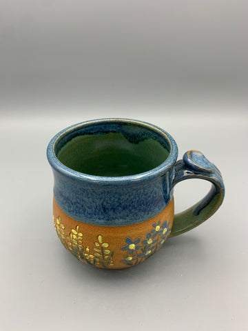 Flower Garden Mug - Mottled Blue Green