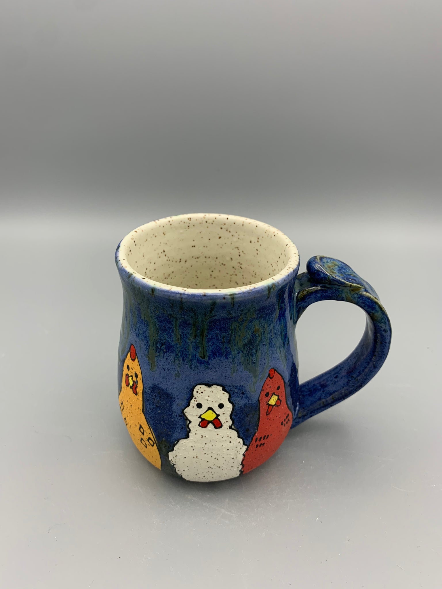 Chicken Family Mug - Mottled Blue