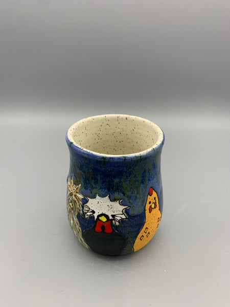 Chicken Family Mug - Mottled Blue