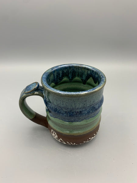 Bubble Mug - Blue Green Vines