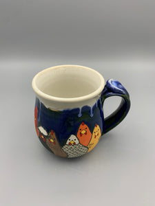 Chicken Family Mug - Drippy Blue & White