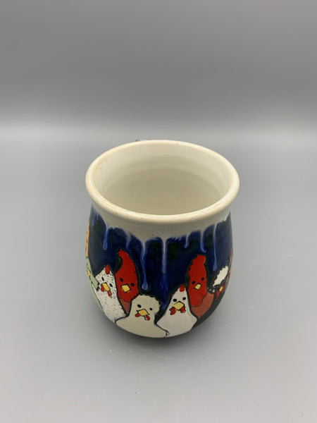 Chicken Family Mug - Drippy Blue & White