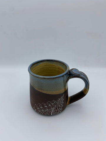 Doodle Flower Mug - Golden Blues