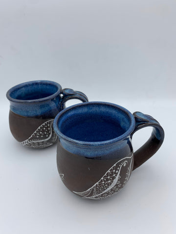 Doodle Birds Mug - Blues