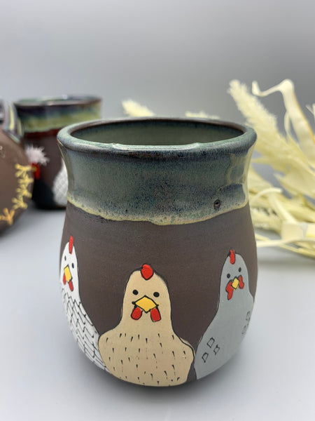 Chicken Family Mug - Soft Green