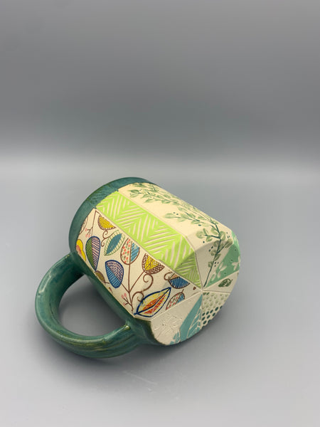 Colorful Patchwork Mug - Greens