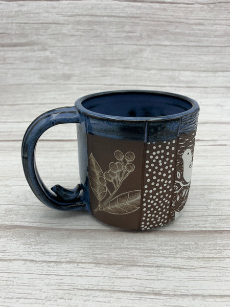 Patchwork Bird Mug - Blue