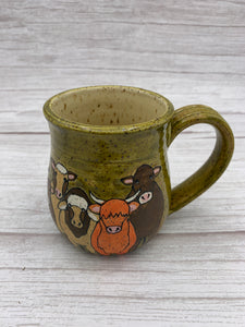Cows all Around Mug - Speckled Olive