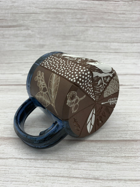 Patchwork Bird Mug - Blue