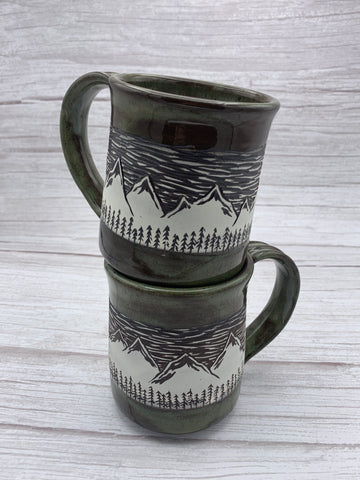Sgraffito Mountains Mug